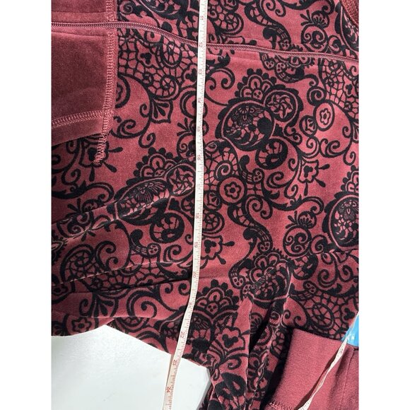 Disney Parks Mickey Mouse Velour Hoodie Womens XL Burgundy Sweatshirt Sweater - Picture 6 of 7